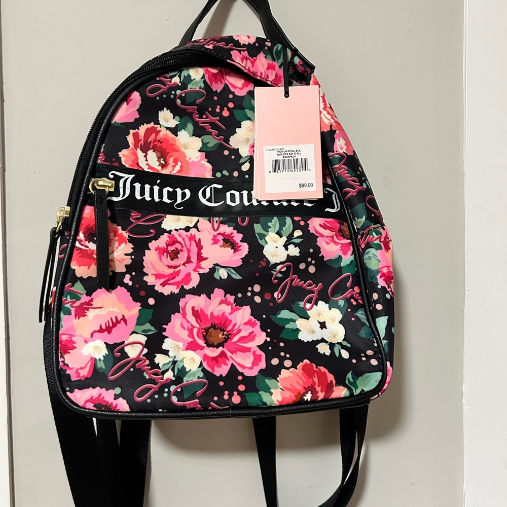Juicy Couture Black and Pink Floral Backpack